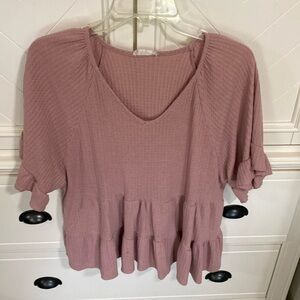 Altard State | tiered ruffle waffle knit top